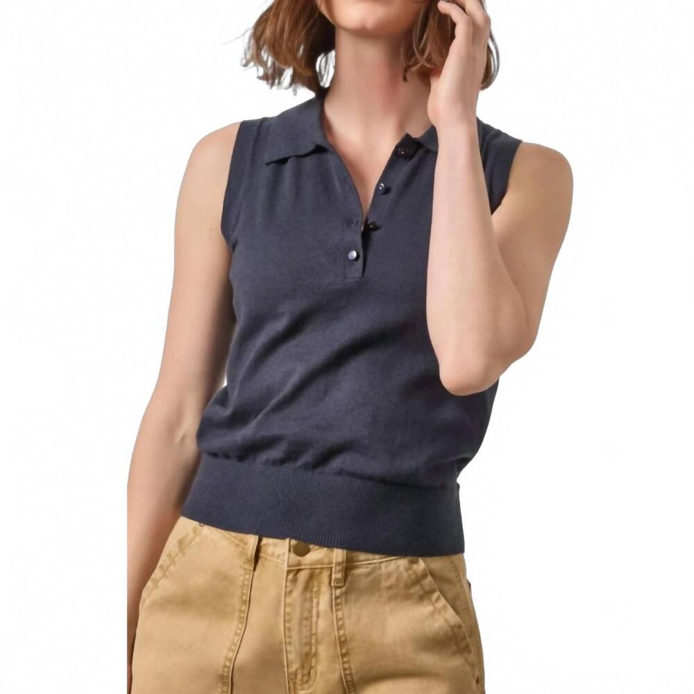 NEW LILLA P sleeveless polo sweater tank in navy